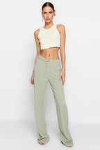 Trendyolmilla More Sustainable Mint %100 Tencel™ Düşük Bel Wide Leg Jeans TWOSS23JE00219
