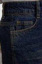 Koyu Mavi Yüksek Bel Geniş Paça Wide Leg Jeans %100 Pamuk Non-Stretch TWOAW24JE00313