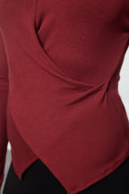 Trendyolmilla Haki Kruvaze Büzgü/Drape Detaylı Slim/Vücuda Oturan Örme Bluz TWOAW25BZ00216