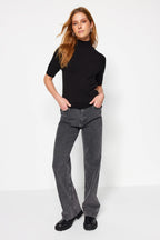 Trendyolmilla Bordo Merserize Görünümlü Premium İplik/Özel İplik Basic İnce Triko Bluz TWOAW24BZ00005