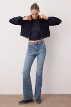 Trendyolmilla Mavi Yüksek Bel Comfort/Esnek Flare İspanyol Paça Jeans TWOSS25JE00101