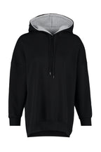 Trendyolmilla Gri Melanj Pamuklu Renk Bloklu Geniş Kalıp İçi Polarlı Örme Spor Sweatshirt TWOSS22SW0074