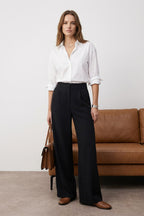 Trendyolmilla Açık Mavi Wide Leg/Geniş Paça Pilili Dokuma Kumaş Pantolon TWOSS21PL0189