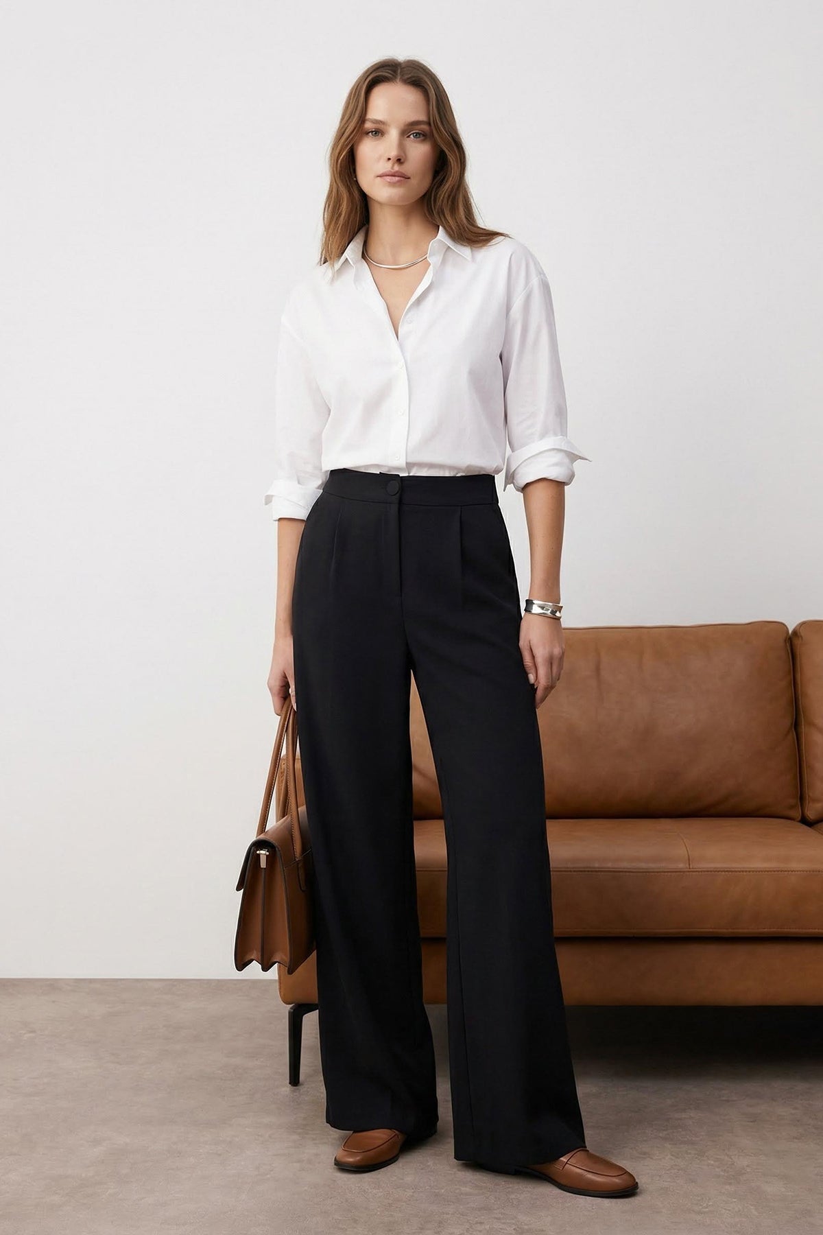 Trendyolmilla Açık Mavi Wide Leg/Geniş Paça Pilili Dokuma Kumaş Pantolon TWOSS21PL0189