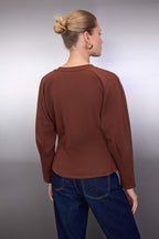 Trendyolmilla Kahverengi Kalın Şardonsuz Belden Oturmalı Bisiklet Yaka Örme Sweatshirt TWOAW26SW00068