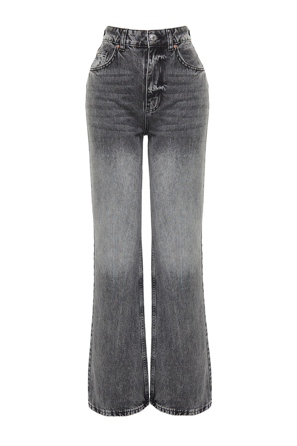 Gri More Sustainable Soluk Efekt Vintage Yüksek Bel Wide Leg Jeans TWOSS24JE00018