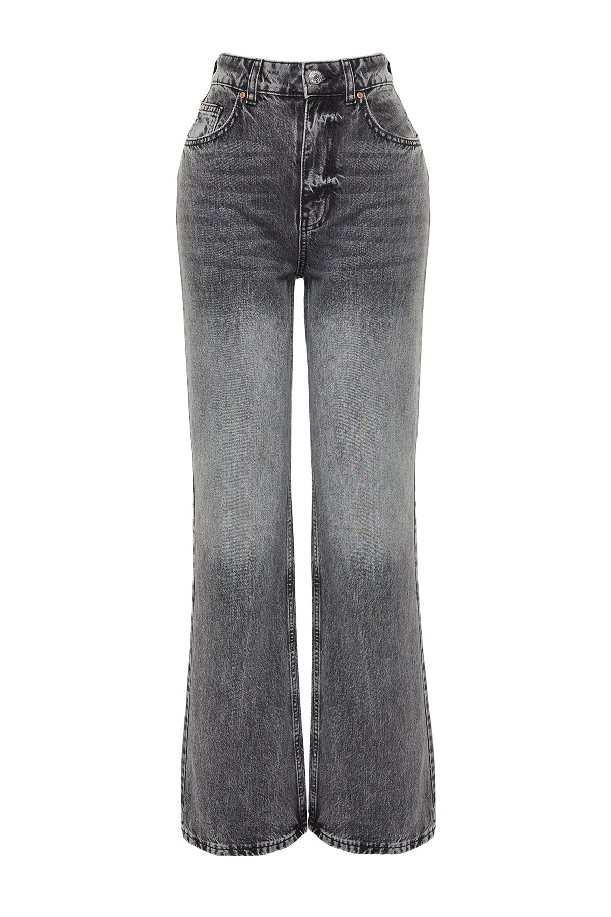 Gri More Sustainable Soluk Efekt Vintage Yüksek Bel Wide Leg Jeans TWOSS24JE00018