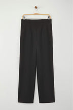 Trendyolmilla Wardrobe Essentials Siyah Bağcıklı Kışlık Tuşeli Rahat Kumaş Geniş Paça Pantolon | TWOAW26PL00012