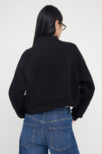 Trendyolmilla Siyah Regular/Normal Kalıp Fermuarlı Dik Yaka Kalın İçi Polarlı Örme Sweatshirt TWOAW26SW00017