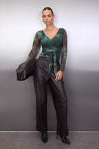 Trendyolmilla Teen Kahverengi Animal Anvelop Fitted/Vücuda Oturan Örme Bluz TWOAW26BZ00226