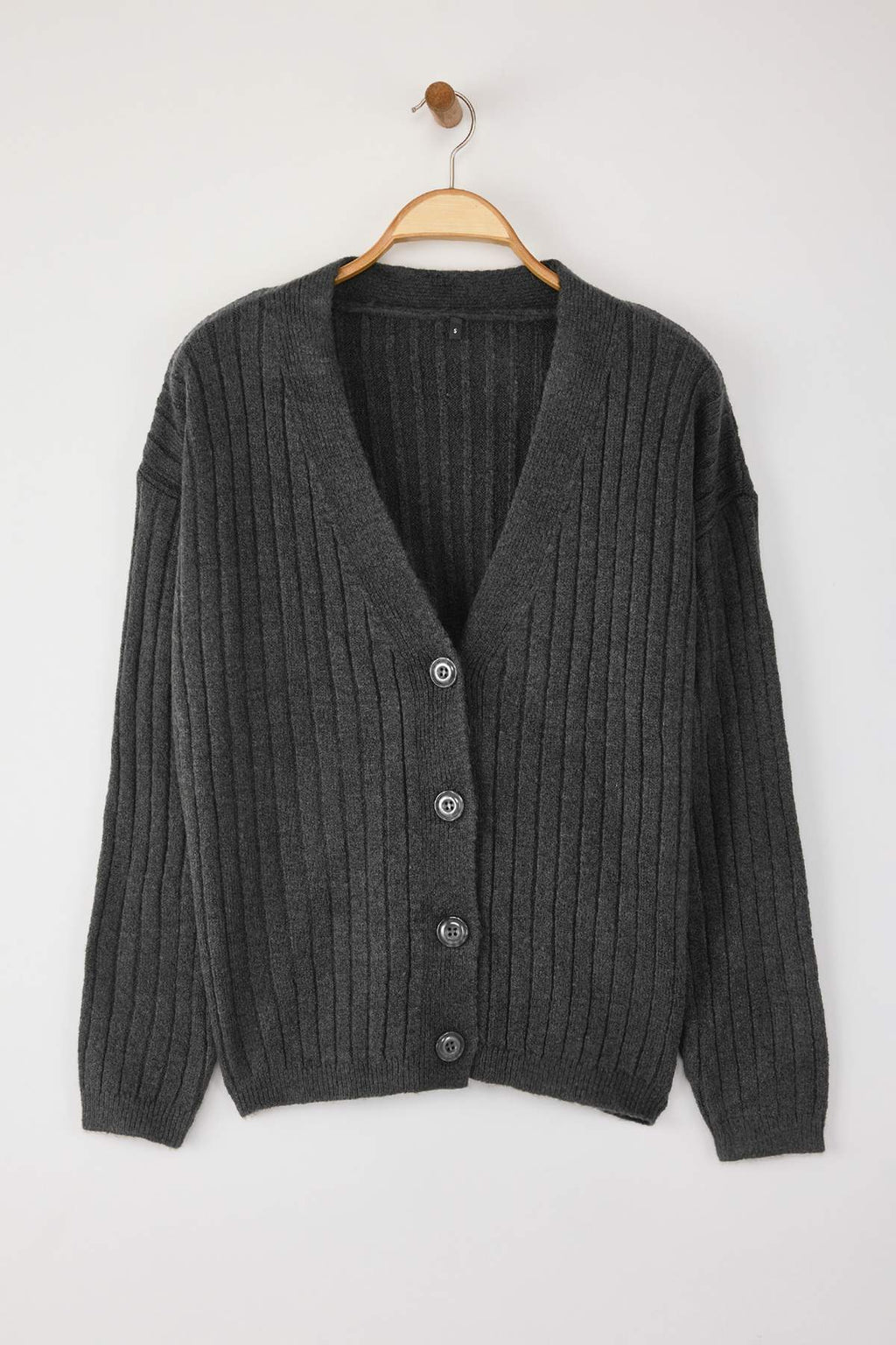 Trendyolmilla Wardrobe Essentials Taş Yumuşak Dokulu Basic Geniş Kalıp Triko Hırka | TWOAW26HI00119