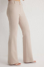 Trendyolmilla Vizon İspanyol Paça Normal Bel Dokuma Pantolon TWOSS25PL00065