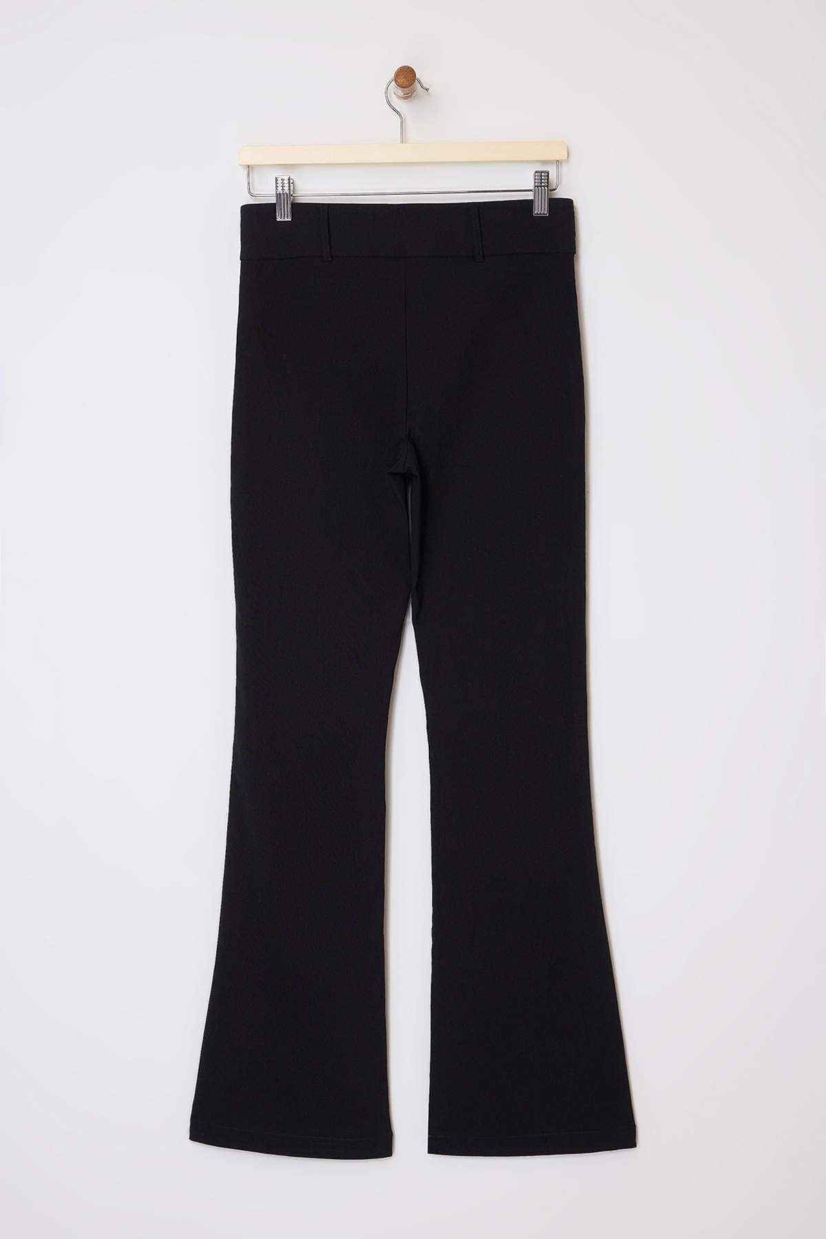 Siyah Bengalin Esnek Kumaş Flare Düşük Bel Pantolon TWOSS26PL00006 Secondary image