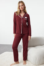 Trendyolmilla Siyah Pamuklu Panda Baskılı Gömlek-Pantolon Örme Pijama Takımı THMAW21PT0245