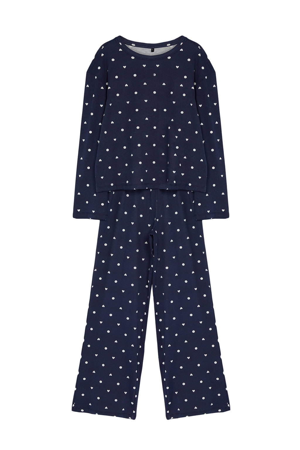 Trendyolmilla Kahverengi %100 Pamuklu Puantiye ve Kalpli Örme Pijama Takımı THMAW25PT00039