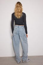 Trendyolmilla Açık Mavi More Sustainable Bol Kesim Yüksek Bel Carpenter Skater Jeans TWOAW24JE00308
