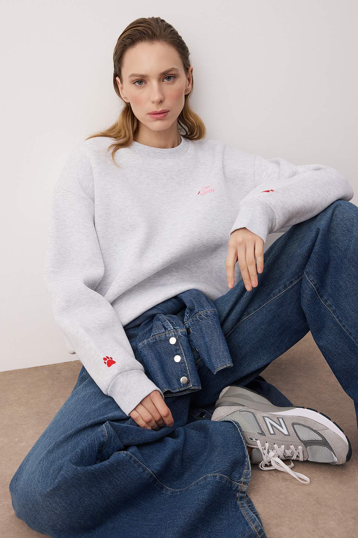 Trendyolmilla Kar Melanj Örme Sweatshirt TWOAW26SW00200 Secondary image