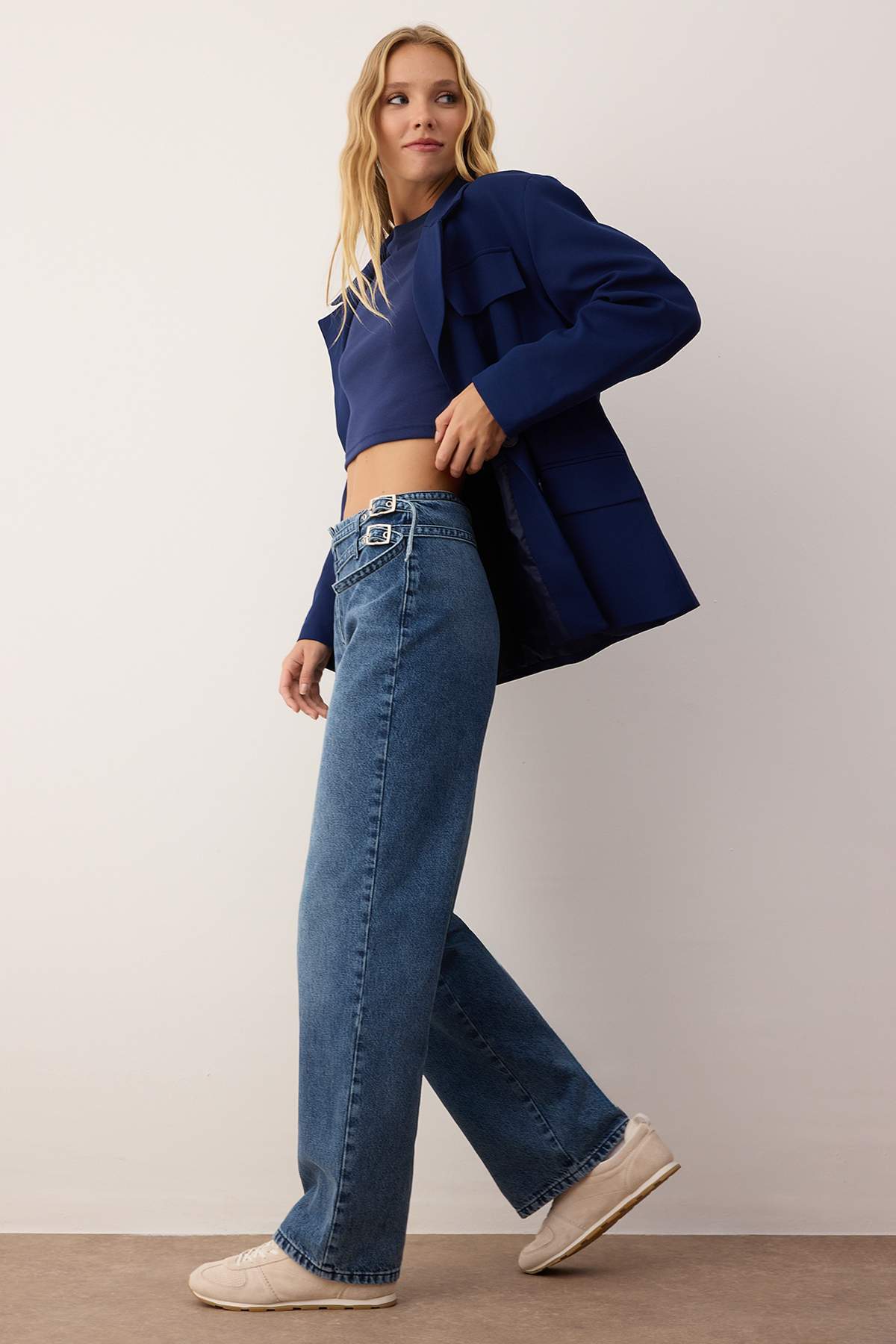 Mavi Kemer Detaylı Normal Bel Wide Leg Jeans TWOAW26JE00137