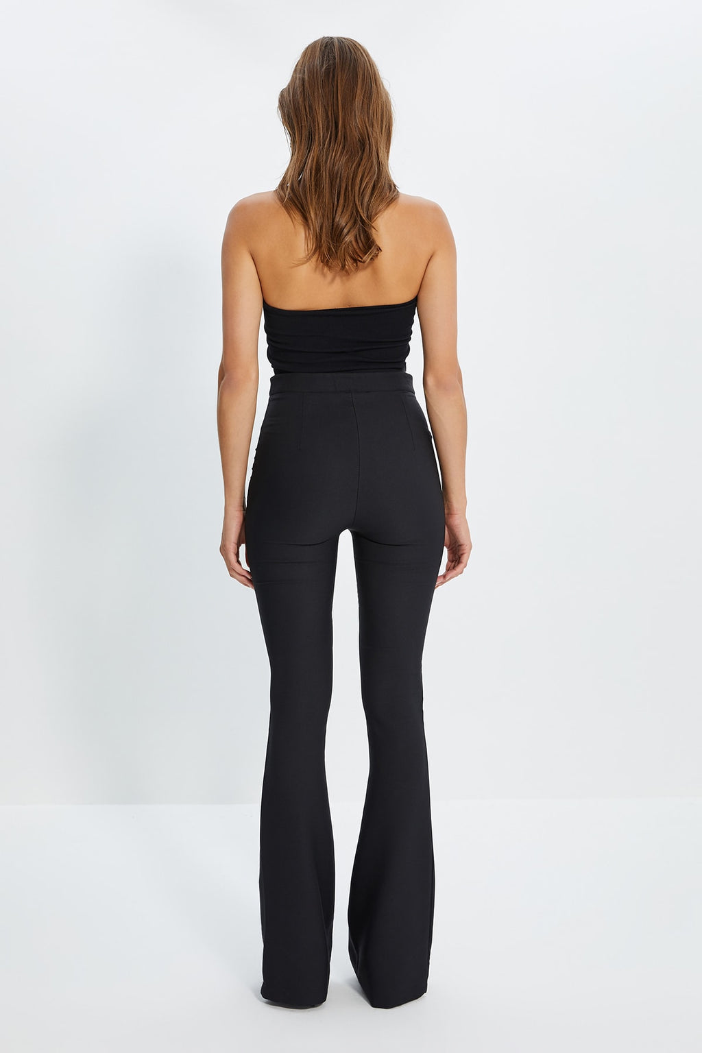Siyah İspanyol Paça Flare Bootcut Dokuma Kumaş Pantolon TWOAW20PL0576