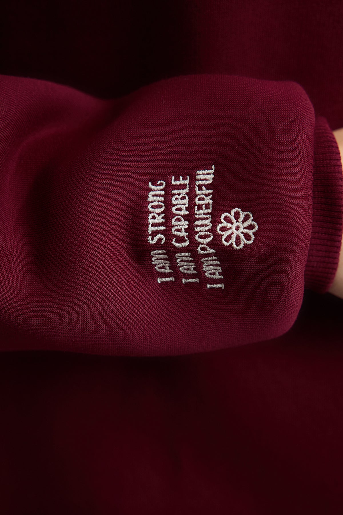 Trendyolmilla Bordo Nakışlı Regular/Normal Kalıp Kalın İçi Polarlı  Örme Sweatshirt TWOAW25SW00176