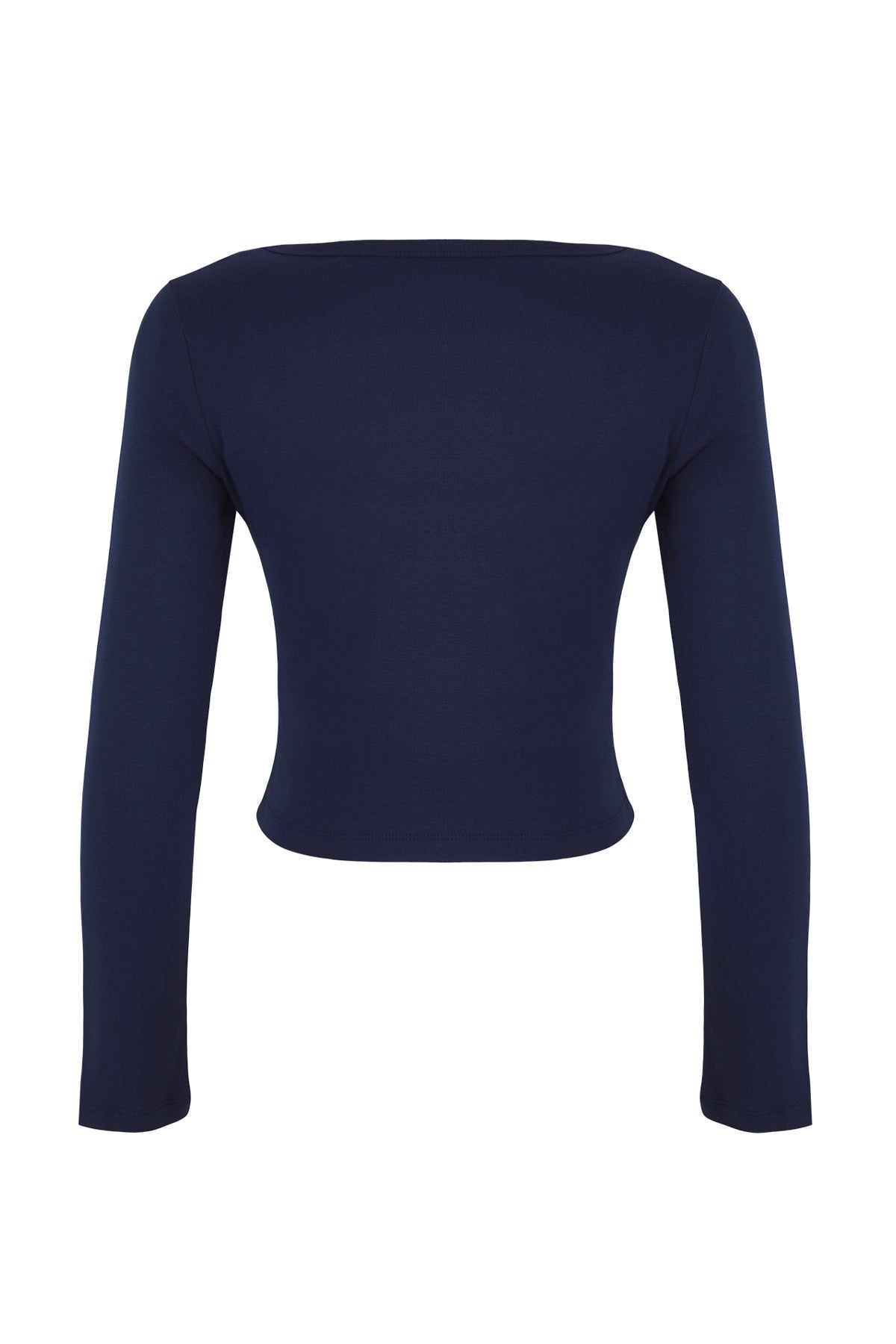 Trendyolmilla Lacivert-Gri 2'li Takım Asimetrik Yaka Düğmeli Vücuda Oturan Esnek Örme Bluz TWOAW26BZ00042