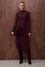 Trendyolmilla Özel Koleksiyon Mürdüm Düz Asimetrik Bodycon/Vücuda Oturan Maxi Örme Dantel Elbise TWOAW26EL00057
