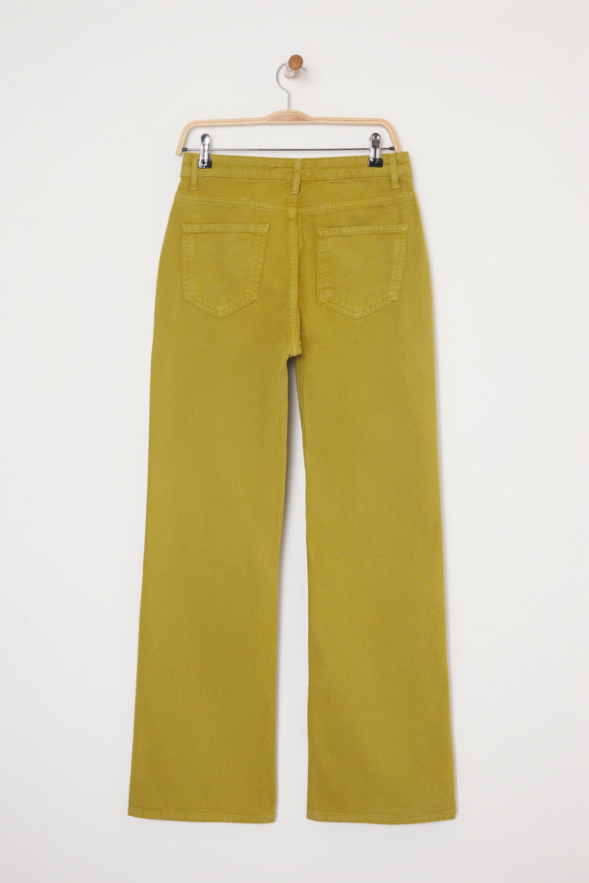 Trendyolmilla Yağ Yeşili Bel Detaylı Yüksek Bel Wide Leg Pantolon TWOAW25JE00039