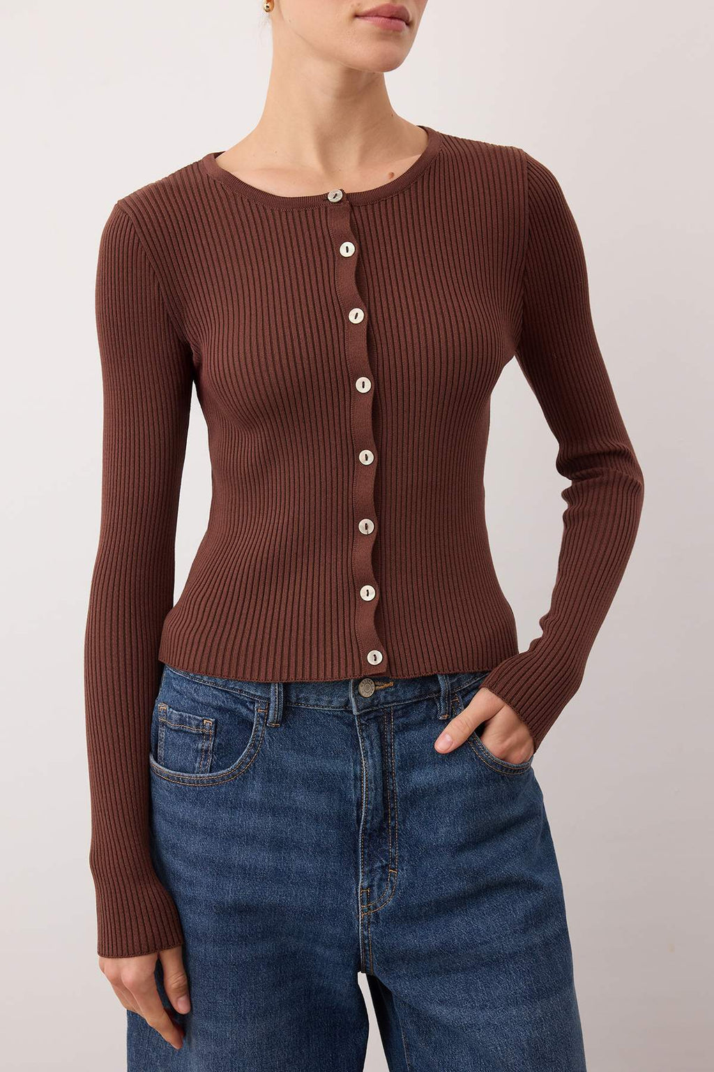 Trendyolmilla Wardrobe Essentials Sarı Merserize Görünümlü Fitilli Triko Hırka | TWOAW26HI00118