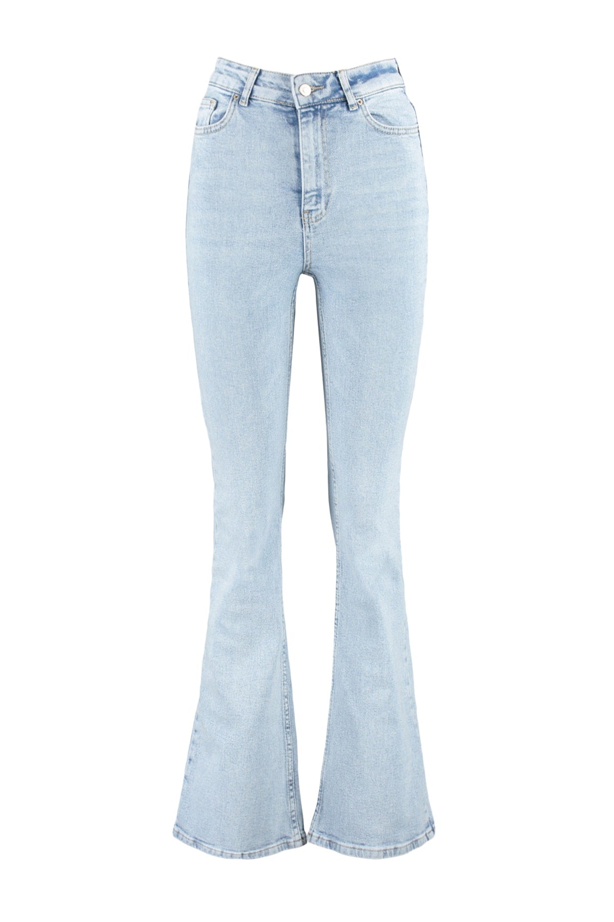 Trendyolmilla More Sustainable Koyu Mavi Yüksek Bel Orta Esnek Flare İspanyol Paça Jeans TWOSS23JE00063