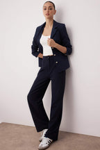 Trendyolmilla Lacivert Wide Leg/Geniş Paça Dokuma Kumaş Pantolon TWOAW22PL0139