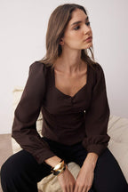 Trendyolmilla Haki Büzgü Detaylı Dokuma Bluz TWOAW23BZ00633 B