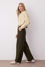 Trendyolmilla Haki Barrel Kalıp %100 Pamuk Gabardin Pantolon TWOAW26PL00084