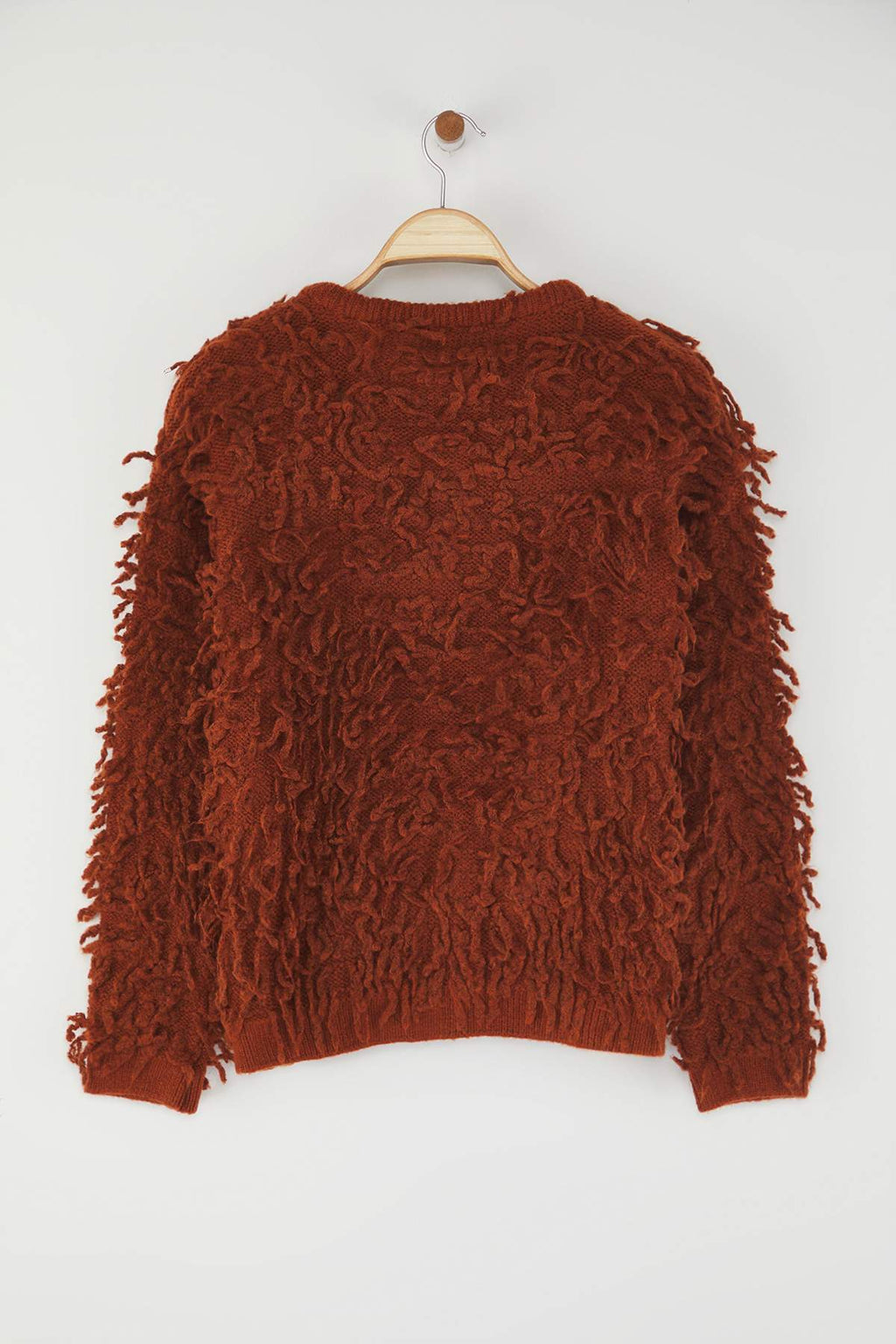 Trendyolmilla Taba Yumuşak Dokulu Püsküllü Mont Triko Hırka TWOAW25HI00190