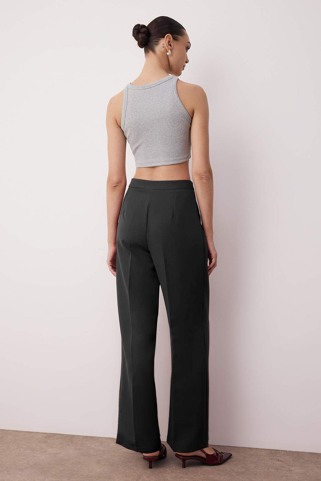 Trendyolmilla Ekru Wide Leg/Geniş Paça Yüksek Bel Dokuma Kumaş Pantolon TWOAW22PL0066