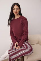 Trendyolmilla Antrasit Pamuklu Çizgili Örme Pijama Takımı THMAW25PT00188