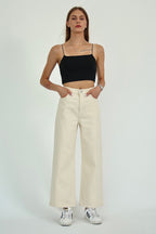 Trendyolmilla Vizon Yüksek Bel Bilek Boy Culotte %100 Pamuklu Jeans TWOAW26JE00190