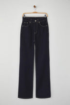 Koyu Mavi Yüksek Bel Orta Esnek Straight/Düz Kesim Jeans TWOAW26JE00025
