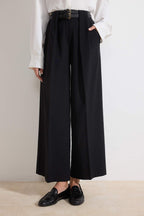 Siyah Kemerli Culotte Dokuma Geniş Paça Pantolon TWOSS26PL00076