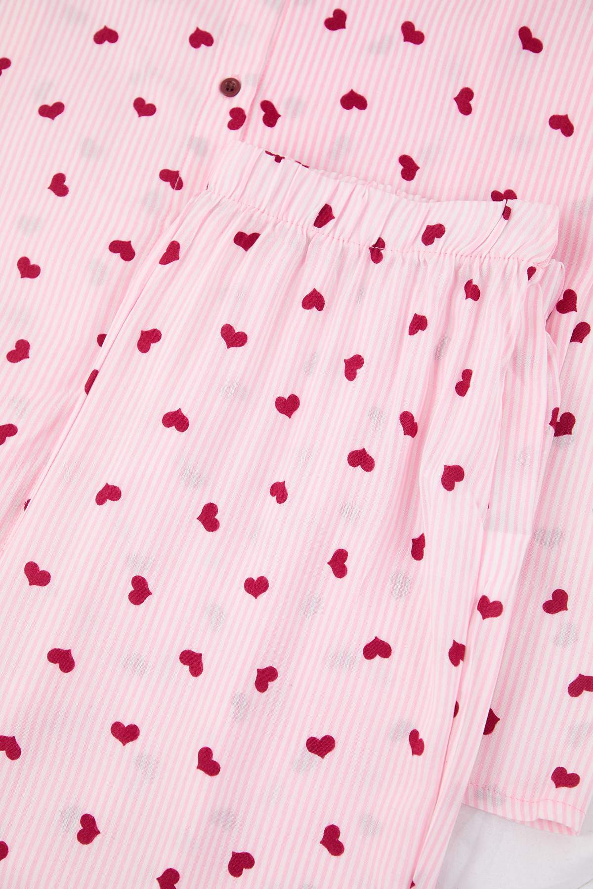 Trendyolmilla Pembe Çizgili Viskon Dokuma Pijama Takımı THMAW26PT00106