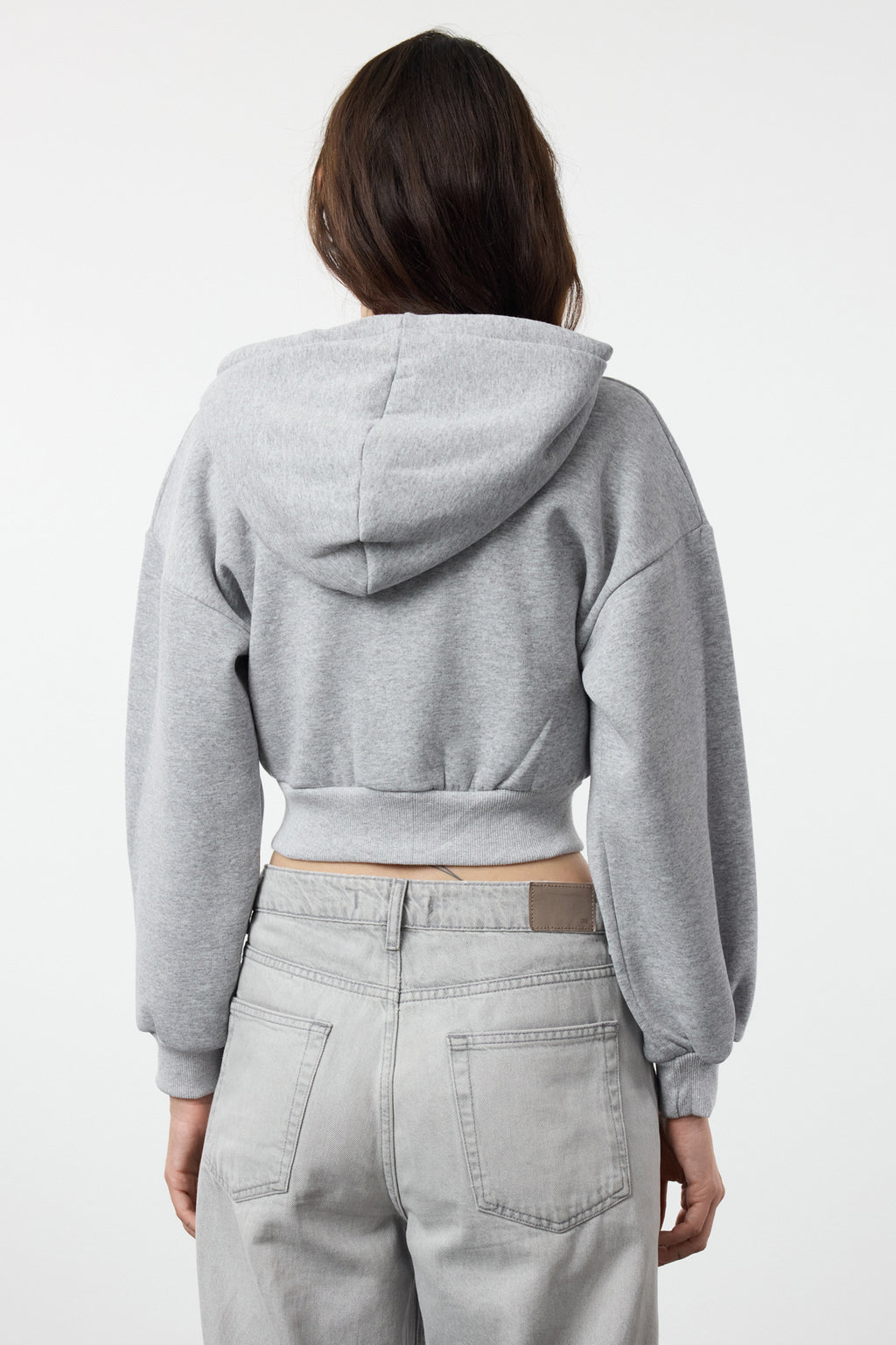 Trendyolmilla Gri Melanj Regular/Normal Kalıp Kapüşonlu Kalın içi Polarlı Örme Sweatshirt TWOAW25SW00068