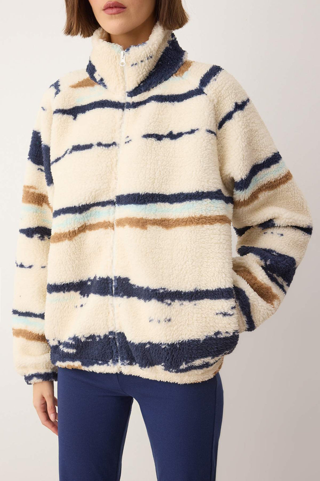 Trendyolmilla Petrol Düz Renk Peluş Oversize/Geniş Kalıp Örme Sweatshirt TWOAW26SW00022