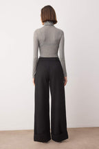 Trendyolmilla Siyah Wide Leg/Geniş Paça Yüksek Bel Dokuma  Pantolon TWOAW23PL00302