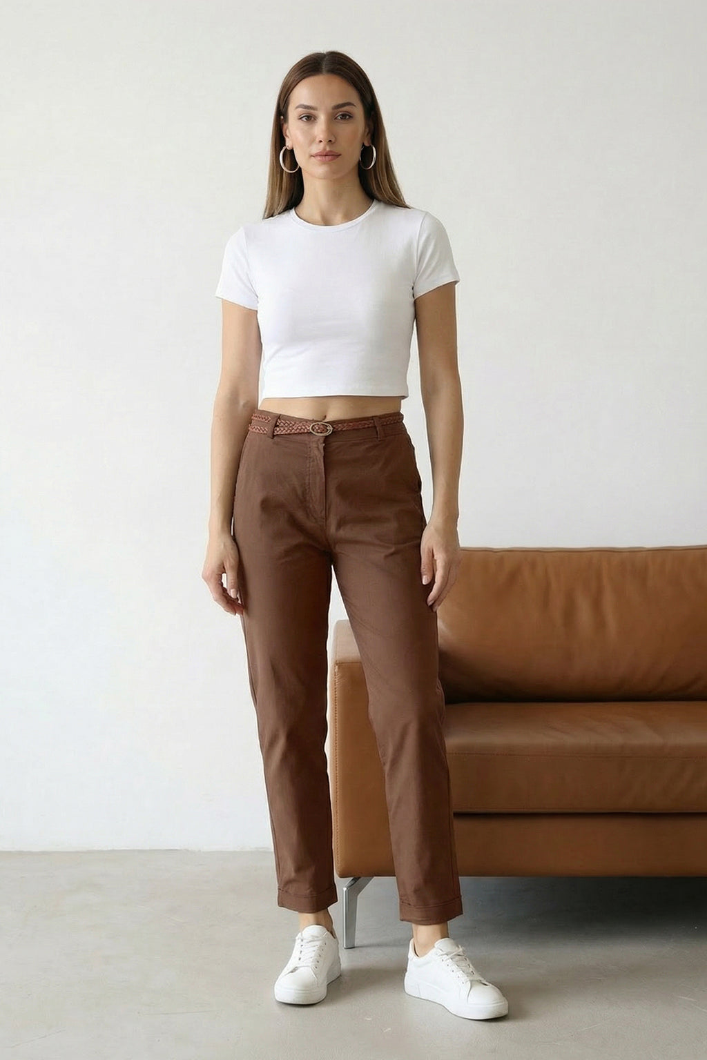 Trendyolmilla Haki Kemerli Chino Pantolon TWOAW26PL00109