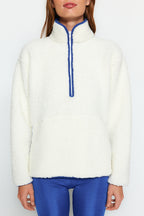 Trendyolmilla Lacivert Peluş Örme Spor Sweatshirt THMAW23SW00021