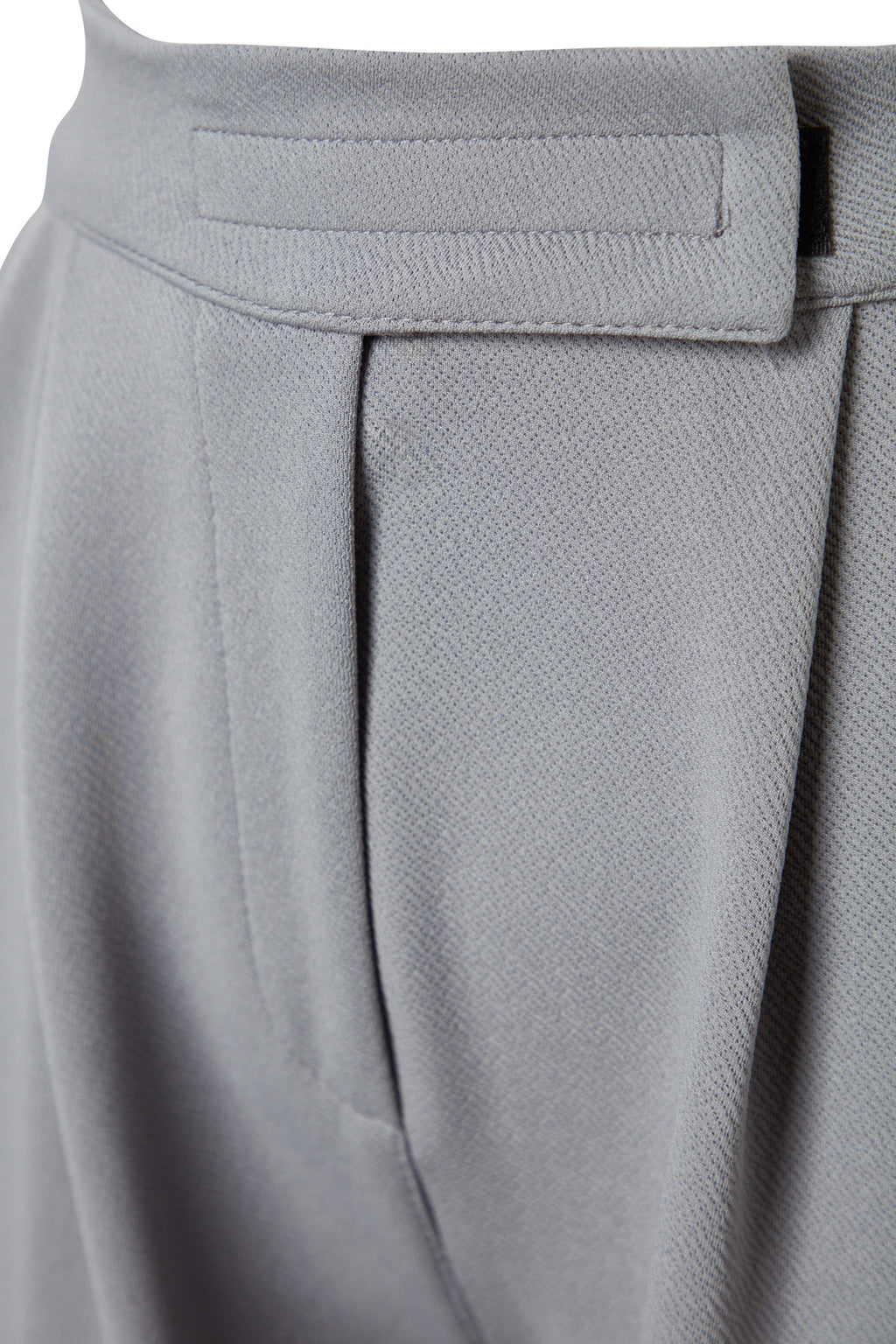 Trendyolmilla Yunus Gri Cırt Cırt Kapamalı Yüksek Bel Pileli Wide Leg/Geniş Kesim Örme Pantolon TWOAW24PL00177