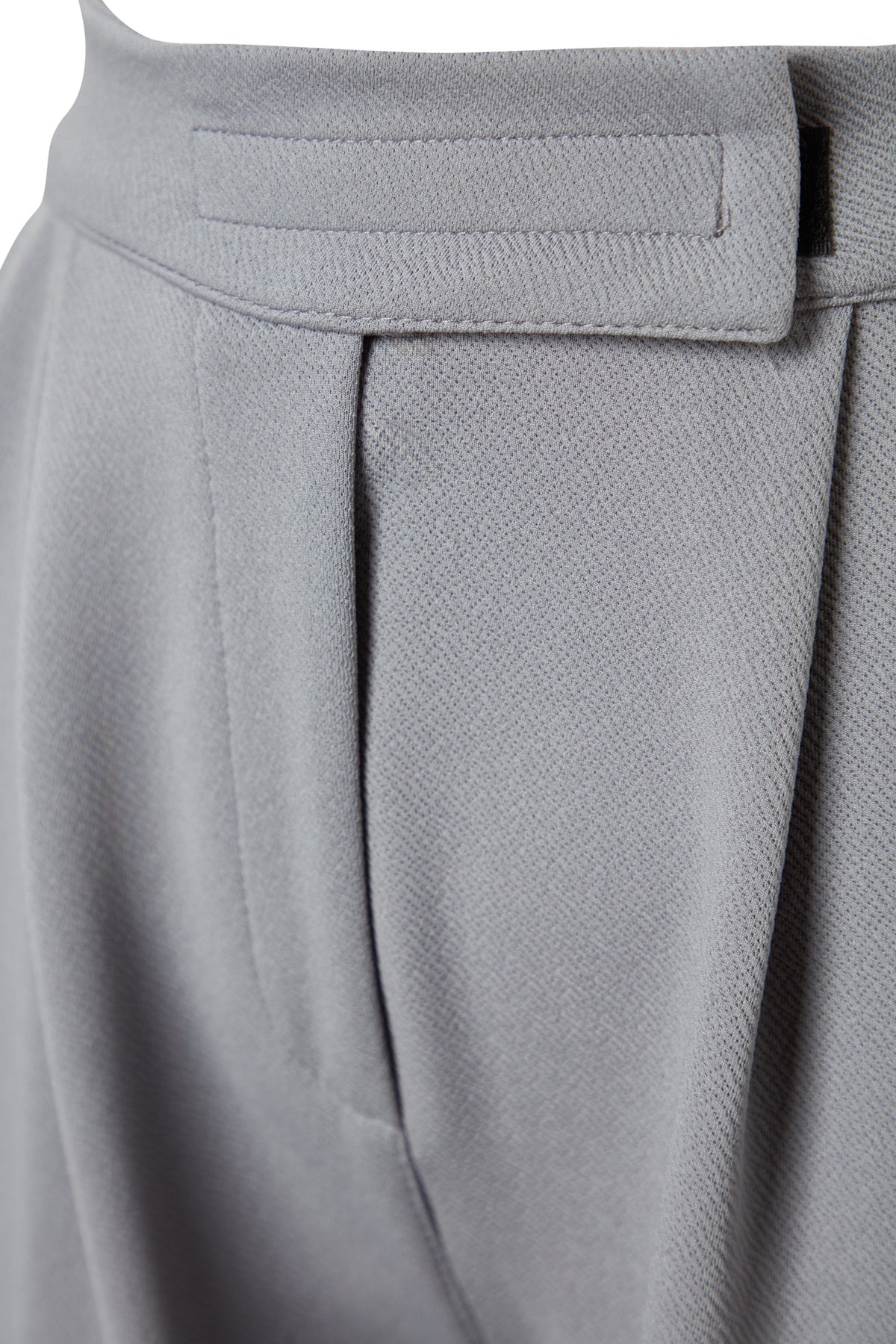 Trendyolmilla Yunus Gri Cırt Cırt Kapamalı Yüksek Bel Pileli Wide Leg/Geniş Kesim Örme Pantolon TWOAW24PL00177