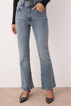 Mavi Trok Detaylı Yüksek Bel Comfort/Esnek İspanyol Paça Flare Jeans TWOAW26JE00035