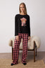 Trendyolmilla Siyah %100 Pamuklu Ayıcıklı Ekoseli Örme Pijama Takımı THMAW25PT00088