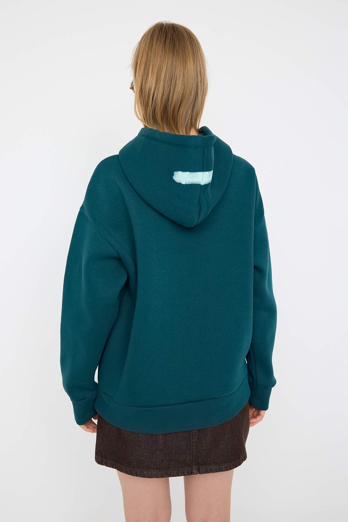 Petrol Teen Oversize/Geniş Kalıp Slogan Baskılı Kalın İçi Polarlı Örme Sweatshirt TWOAW26SW00125