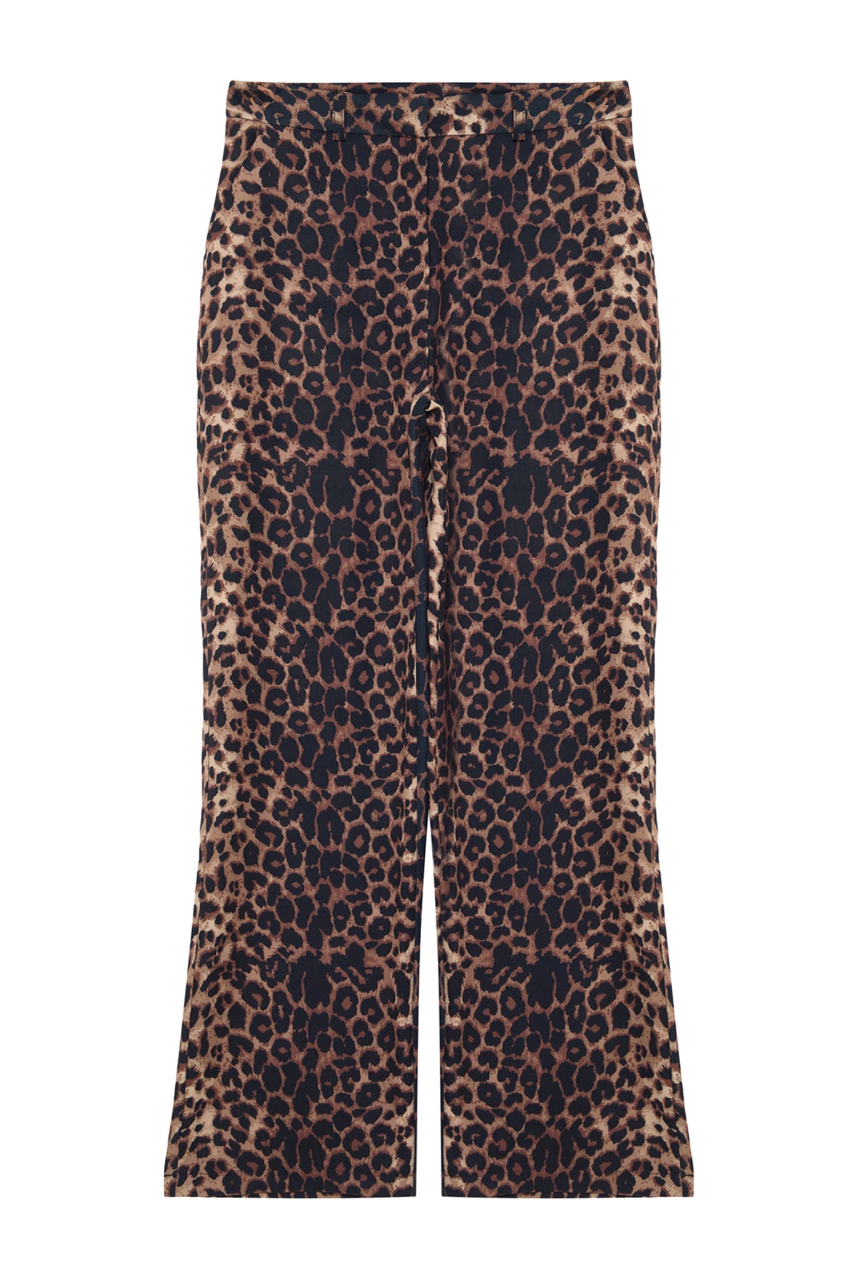 Kahverengi Leopar Desenli Straigth/Düz Kesim Dokuma Kumaş Pantolon TWOAW25PL00030